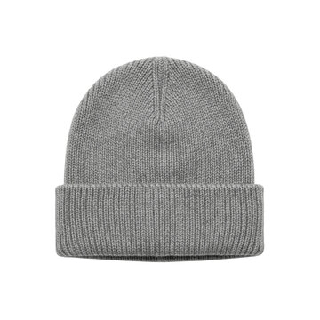 Grey ribbed knit beanie hat for winter
