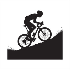 cyclist riding uphill sketch vector art silhouette design illustration