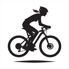 Obraz premium cyclist riding uphill sketch vector art silhouette design illustration