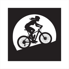 cyclist riding uphill sketch vector art silhouette design illustration