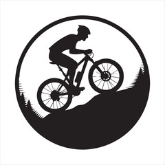Naklejka premium cyclist riding uphill sketch vector art silhouette design illustration