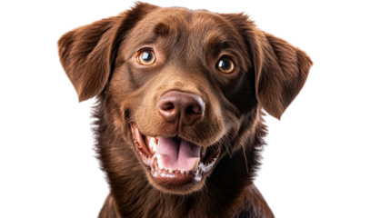 Chocolate Labrador Portrait with Open Mouth and Smile