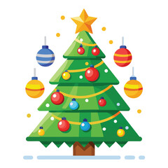Colorful Christmas Tree Vector Icon on white background EPS 10 
