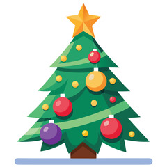 Colorful Christmas Tree Vector Icon on white background EPS 10 