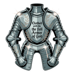 Full Suit of Shining Armor with Inspirational Text knight medieval