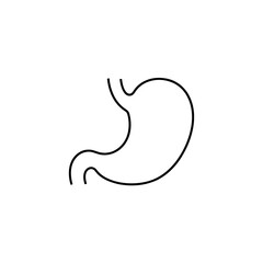 A simple black outline of a human stomach isolated on a plain white background in a vector art style