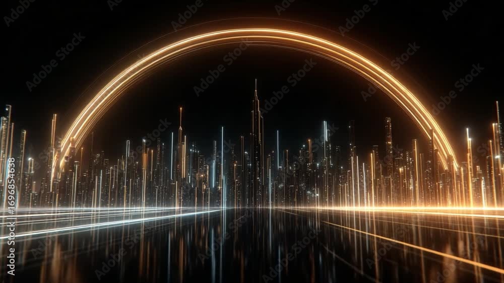 Poster abstract city lights: a futuristic skyline illuminates in a vibrant display of technology. the lumin