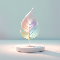 A modern interpretation of nature featuring abstract leaves in pastel colors