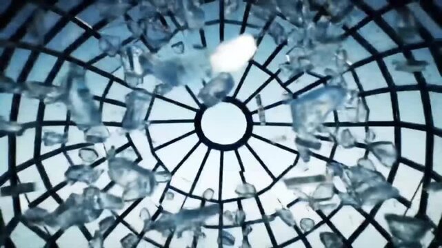 Glass Dome Imploding with Shards