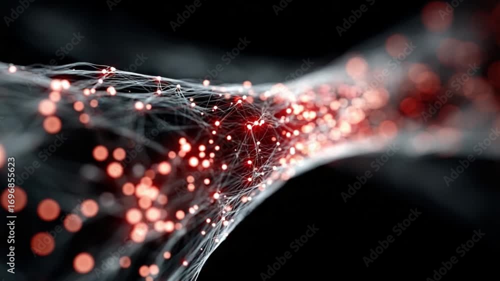 Poster network of neurons: an abstract visual representation of a neural network.