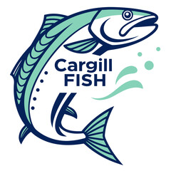 Obraz premium Cargill fish logo with a stylized salmon and water splashes