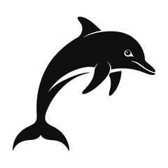 Naklejka premium Silhouette of a jumping dolphin with stylized wave detail on white background animal marine