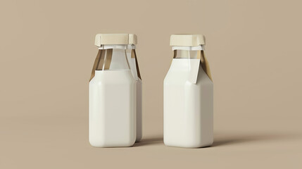 Two elegant glass bottles filled with creamy liquid, perfect for dairy
