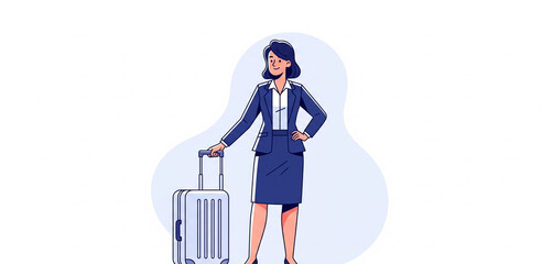 Businesswoman female character holds suitcase vector illustration
