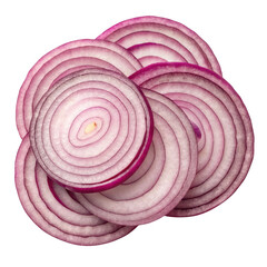 Red onion slices isolated on transparent background