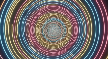 Abstract Colorful Circular Lines Tunnel - Modern Background Animation