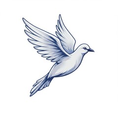 Fototapeta premium Pixel Art Illustration of a White Dove in Flight on a Clean Background
