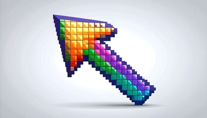 Colorful Pixel Arrow Pointing Upwards with a Retro Digital Aesthetic