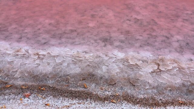 Kuialnyk Estuary, crystalline salt Sodium Chloride, crystallized on the bottom