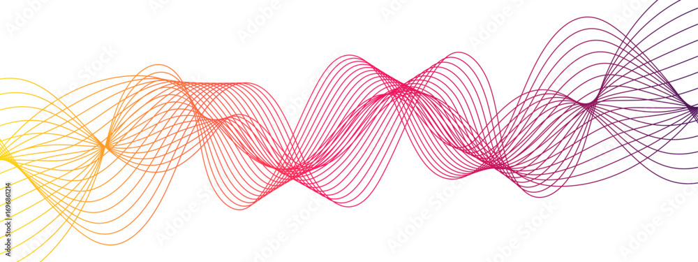 Poster abstract wave background with smooth, flowing, multicolored gradient lines. futuristic energy sound 