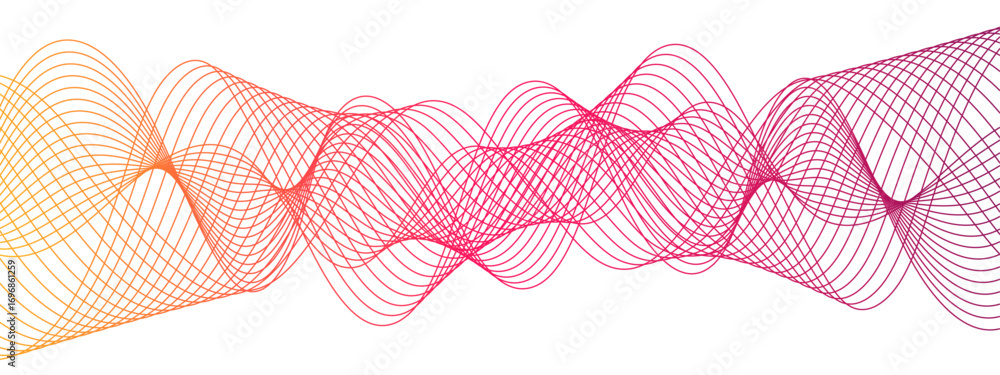 Poster abstract wave background with smooth, flowing, multicolored gradient lines. futuristic energy sound 