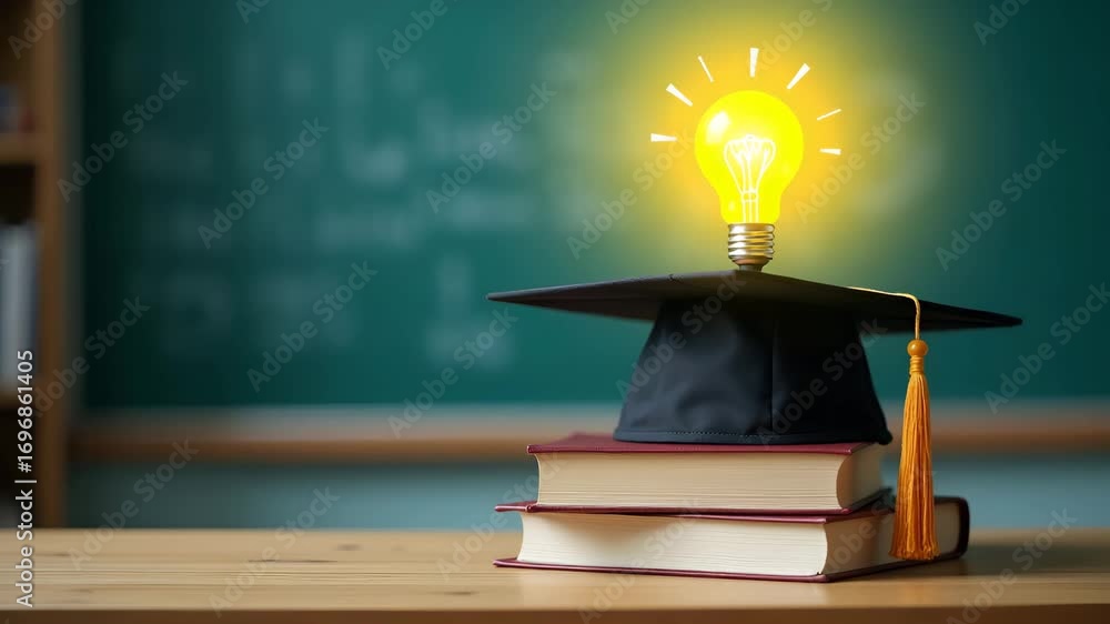 Aufkleber education learning and idea knowledge concepts innovative technology science mathematics in school o