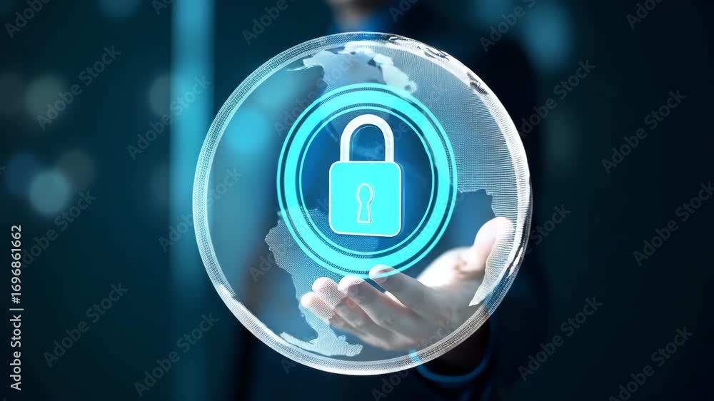Poster cybersecurity and privacy concepts to protect data and encryption secure internet network security t