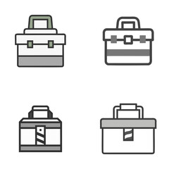 Fototapeta premium Four stylized toolbox icons in a grid layout