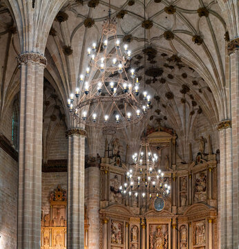 Interior of the Gothic Cathedral of Barbastro in the Somontano region of Barbastro, Huesca Province, Aragon, Spain, Europe