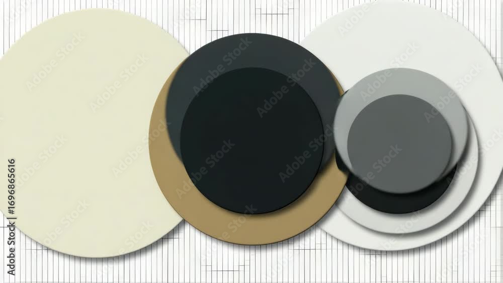 Aufkleber flat minimal two tone circle tile pattern with layered circles on white emphasizing a refined modern