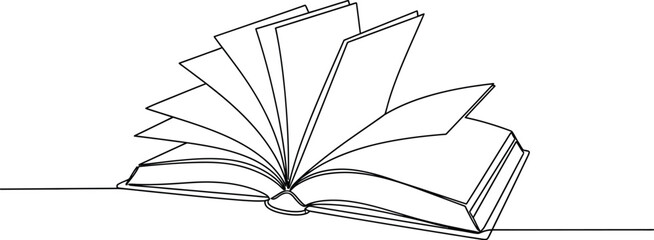 Open book continuous line drawing education study knowledge read