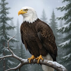 Obraz premium Winter bald Eagle