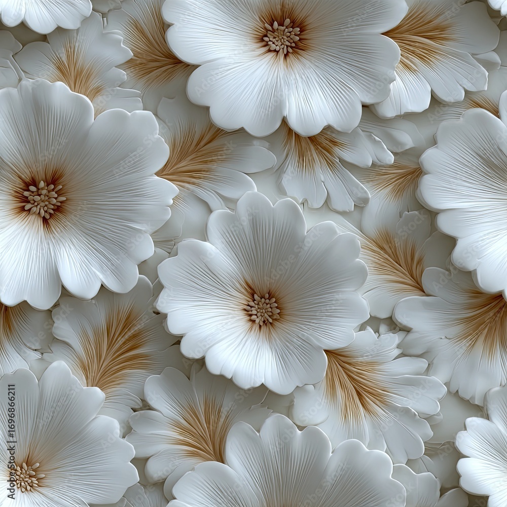 Aufkleber intricate white flowers with gold leaves create a sophisticated and seamless background ideal for va