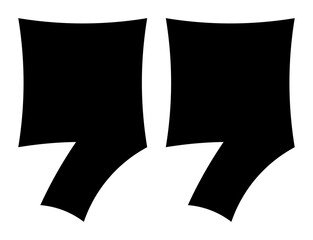 Double quotation marks icon for marketing graphics, wavy bracketed closing style with notched...