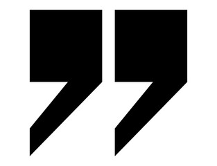 Double quotation marks icon for reviews and presentations, sharp angular closing style with pointed...