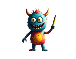  Adorable Crayon Monster: Doodle A Spooky Kids' Creature, Fully Hand-Drawn With Pencil. Monster Ideal For Kids Or Children'S Notes Or Cover Design.