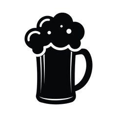 Frosty Beer Mug with Overflowing Foam silhouette vector 