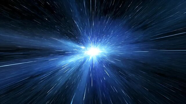 Fast warp speed travel through hyperspace tunnel background for presentations