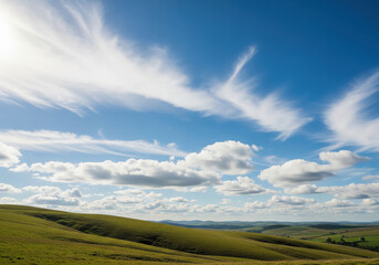 Green Hills Under Blue Sky – Serene Nature Landscape