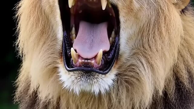 Yawning Lion Closeup.