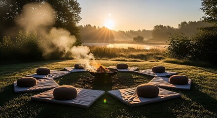 fountain in the morning