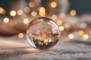 A Crystal Ball Surrounded by Soft Warm Lights Bringing a Sense of Calm and Serenity to a Cozy Atmosphere
