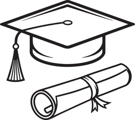 Graduation Cap and Diploma Sketch