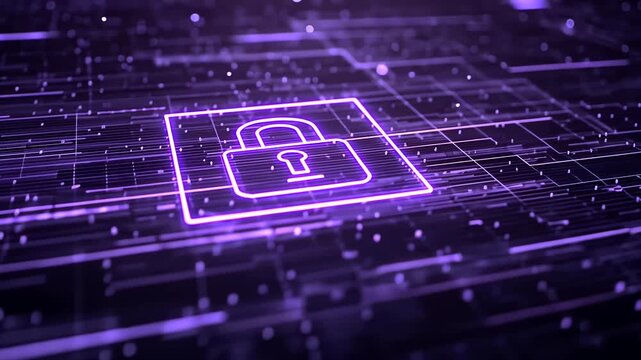 Digital security padlock on circuit board background for online safety use - Powered by Adobe