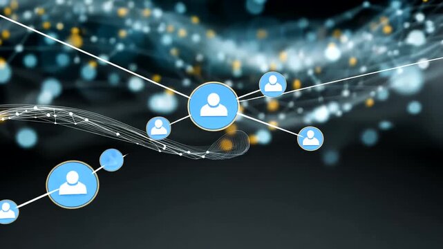 Connection of people on a network with bokeh background, use for social media