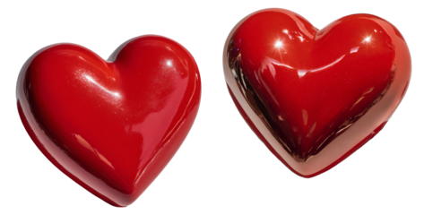 Two Red Hearts Showing Love and Affection on Transparent Background