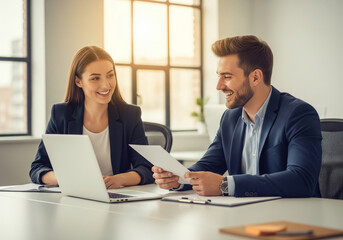 Young Professionals Collaborating in Modern Office