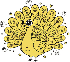 Fototapeta premium vector illustration of a peacock with feathers