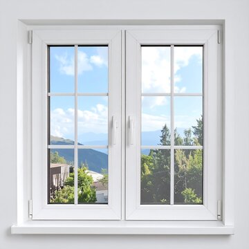 White double-hung window view