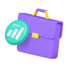 Briefcase and growth chart icon for business applications and analytics dashboards. Represents finance, success, statistics, strategy, and corporate. Modern 3d icon realistic vector illustration.